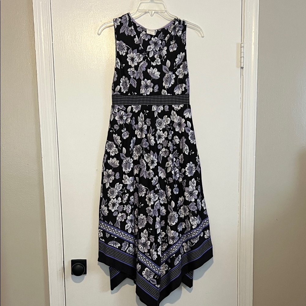 Soma Black and White Floral Asymmetrical Dress